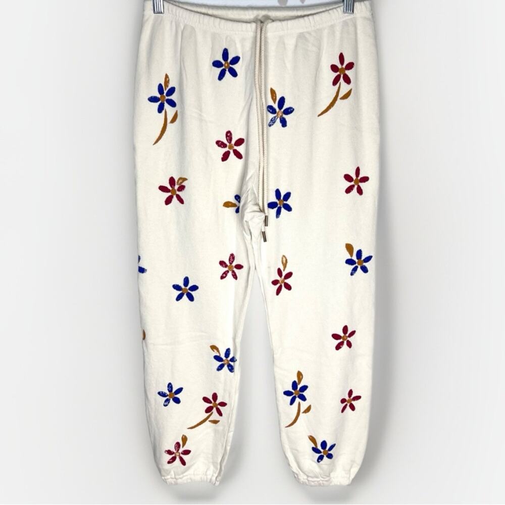 New  The Great. The Stadium Stamped Sweatpants  Washed White Western Floral Sz M - Picture 2 of 6